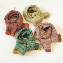 Вязаный шерстяной кашемировый шарф для детей; мягкие теплые осенне-зимние шарфы для детей; милые зимние теплые шарфы