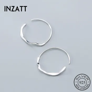 

INZATT Real 925 Sterling Silver Geometry Round Hoop Earrings For Fashion Woman Party Minimalist Fine Jewelry Accessories Gift