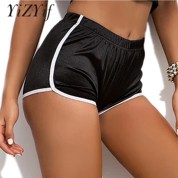 

Sport Shorts Women Smooth Silky Elastic Casual Shorts High Wasit Soft Comfortable Athletic Shorts Gym Fitness Running Shorts