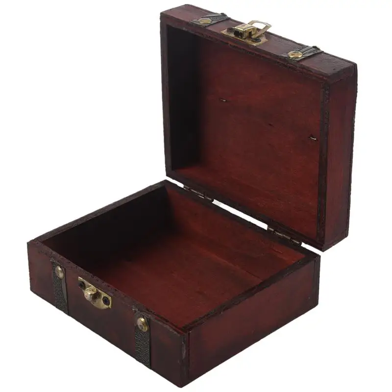 Wooden Vintage Lock Treasure Chest Jewelery Storage Box Case Organiser Ring Gift
