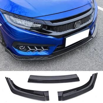 

Car Styling 3pcs set For Honda Civic 4DR sedan 2016-2020 Front Bumper Lip Spoiler Body Kit