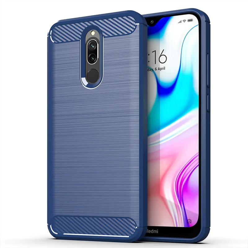 Чехол для телефона для Xiaomi Redmi 8, чехол, силиконовый чехол, бампер, чехол из углеродного волокна для Xiaomi Redmi 8A 8 A, чехол, мягкий ТПУ, чехол - Цвет: Синий