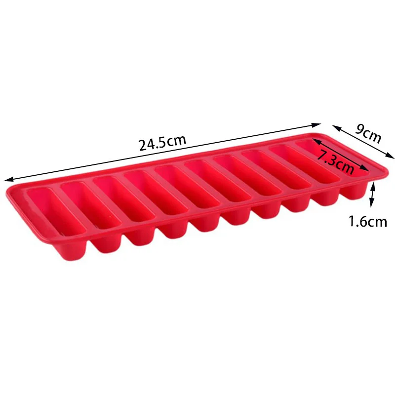 Ice Mold Ice Cream Molds 10 Grids Chic Long Strip Shape Silicone Ice Cube Mould Trays Diy Baking Sausage Hot Dog