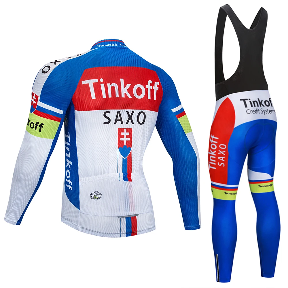 Tinkoff Команда с длинным рукавом Велоспорт Джерси набор комбинезон ropa ciclismo Одежда для велосипеда MTB велосипед Джерси форма мужская одежда