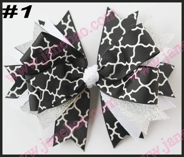Новинка, 300 шт, 4,5 дюйма, заколки для волос, шевронная лента и четырехлистная лента, заколки для волос, шеврон, банты для волос