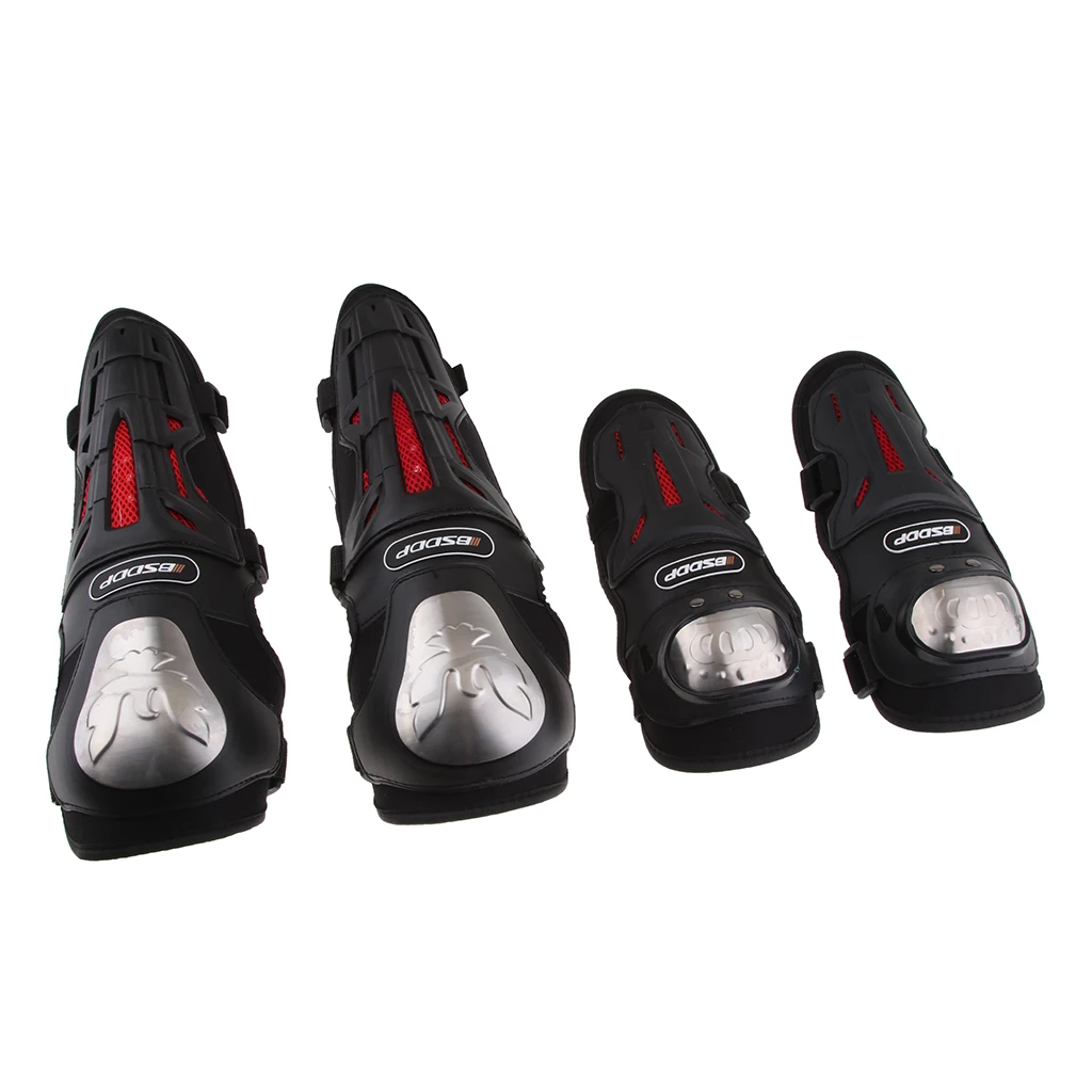 Unisex 4Pcs/Set Black Motorcycles Knee Elbow Pads Protection Motobikes Racing Knee Shin Guards Protective Gear for Adults