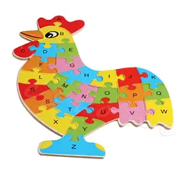 Дети Детские деревянный животные пазл цифры и алфавит головоломки Обучающие Развивающие игрушки DXAD
