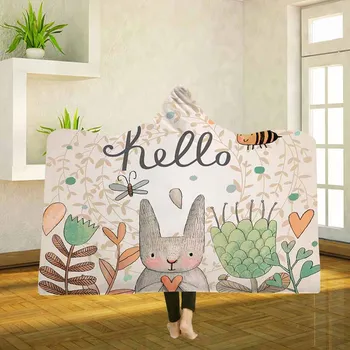 

Cute Rabbit Printing Flannel Blanket for Kindergarten Cartoon Animal Throw Blankets On Bed Sofa Bedding Flannel Fleece Blanket