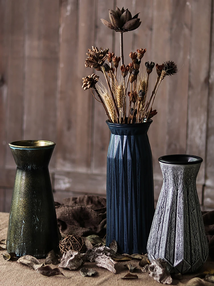 Archaized Table Top Vase Ornaments Nostalgic Porcelain Antique Pottery Pot Silk Flower Ware Retro Inset Coarse | Дом и сад