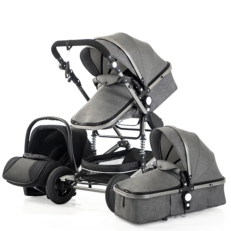 Детская коляска легкая детская с высоким пейзажем складная 3 в 1 для 0 36 месяцев