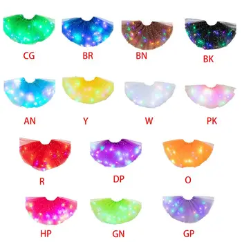 

Kids Girls LED Light Up Glitter Star Sequins Ballet Dance Tulle Tutu Skirt 3-12T D7YD