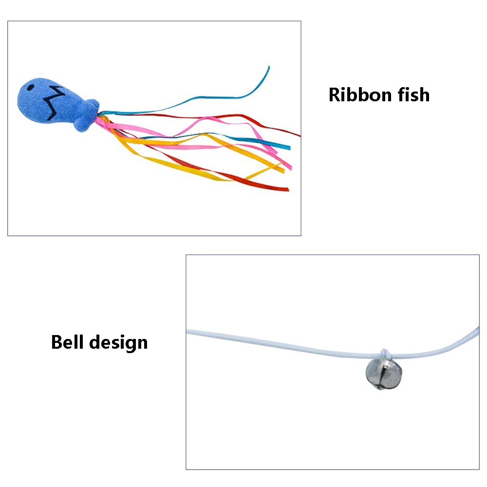 Funny Cat Stick Colored Mint Fish Type Pet Interactive Playing Toy For Cats Teaser Kitten Fishing Rod Wand Toy Dropshipping 