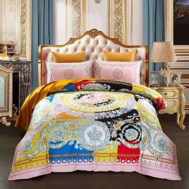 

2019 Newest Royal French Italy Design Europe High-end 100% Cotton Bedding set Comforter Bedding Double Bed Luxury