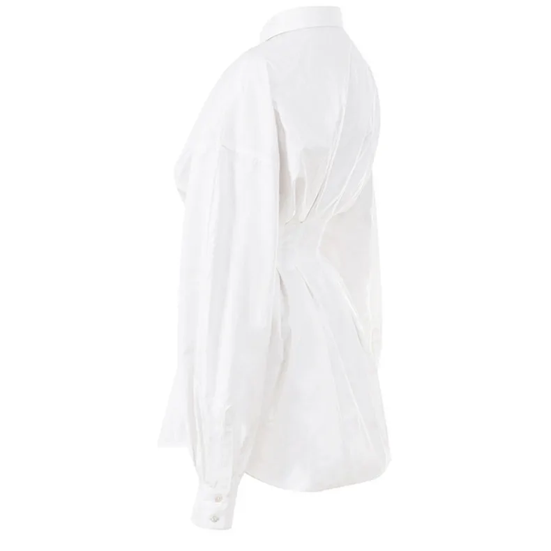 Forefair, Сексуальное мини платье-рубашка большого размера, белое, v-образный вырез, рукав-фонарик, туника, тонкое осеннее платье с длинным рукавом для женщин