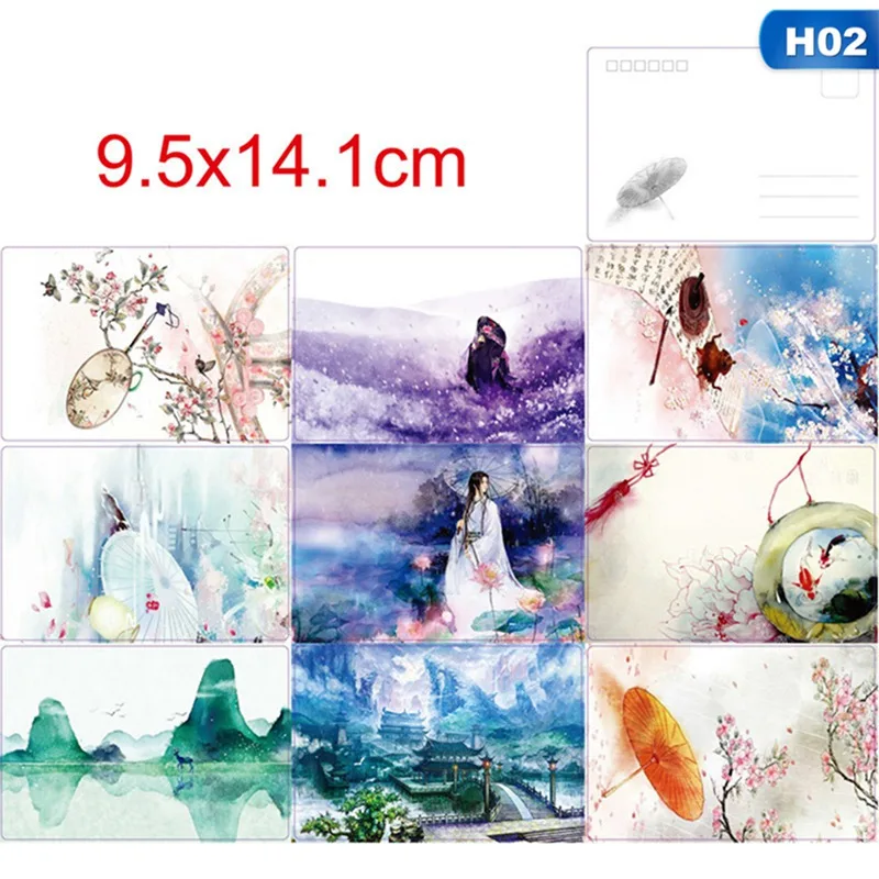 

For 9Pcs/Pack Poster Post Card Retro Europe Building Travel Postcard Vintage Landscape Photo Holiday Souvenir