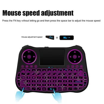 

2.4G Rainbow Backlight Air Mouse Remote Control External Desktop Mini Keyboard Compact Computers Accessories Battery Powered