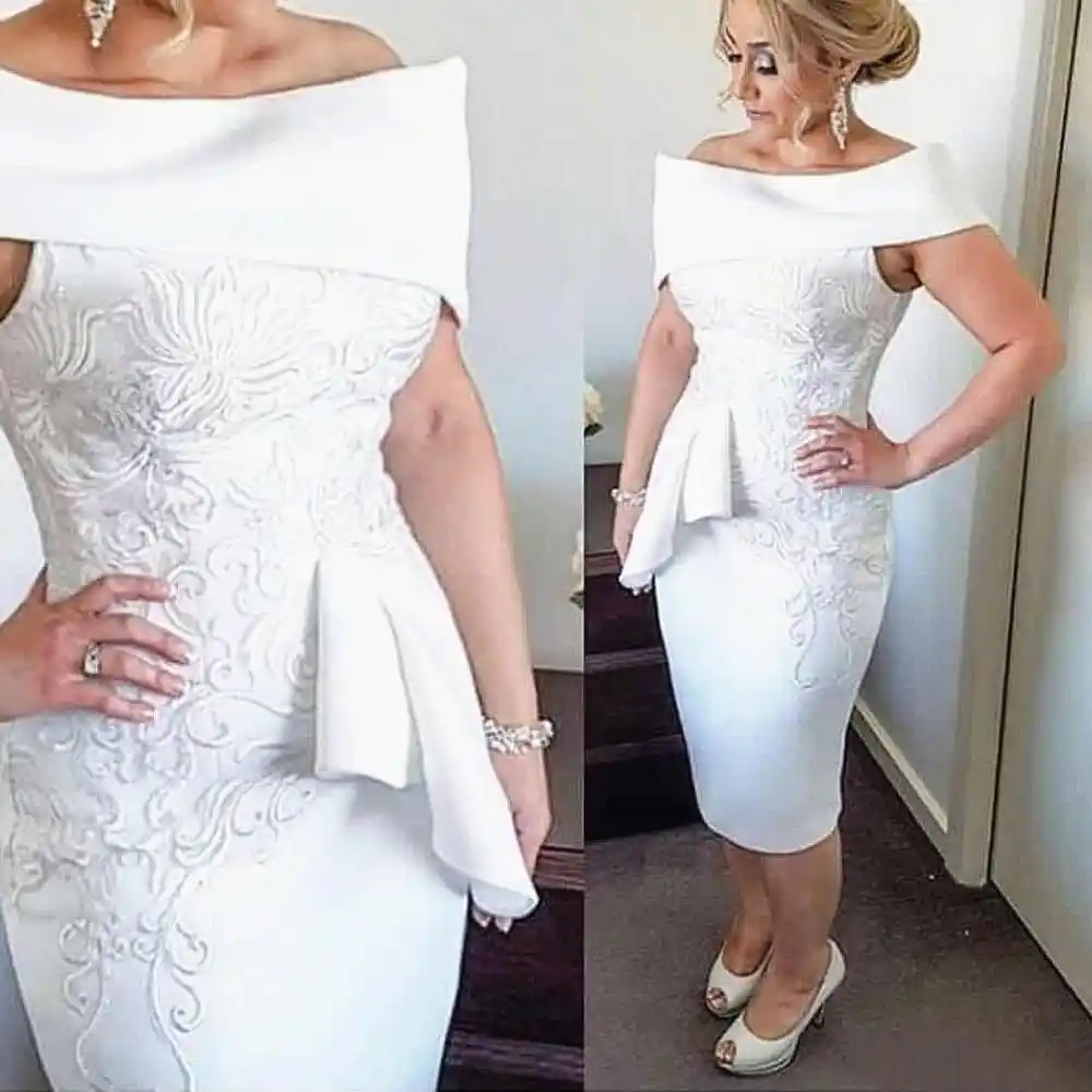 off shoulder guest wedding dress