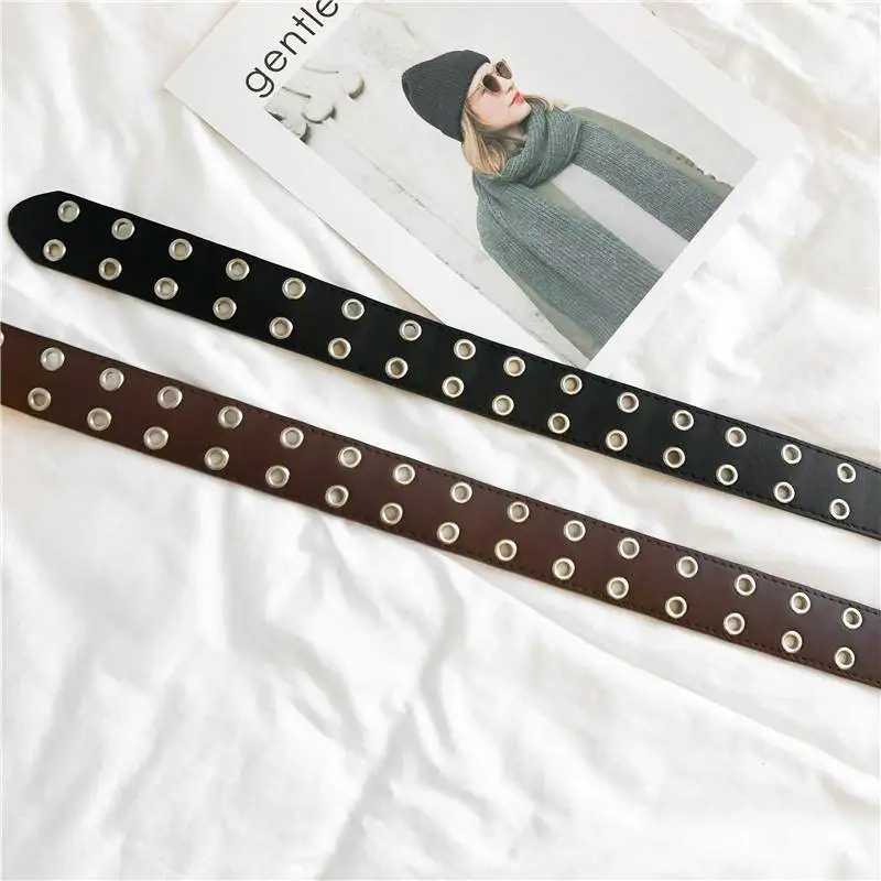 Леди ремень искусственная кожа женщин кожа waiststrap в стиле панк модные пояс с отверстиями