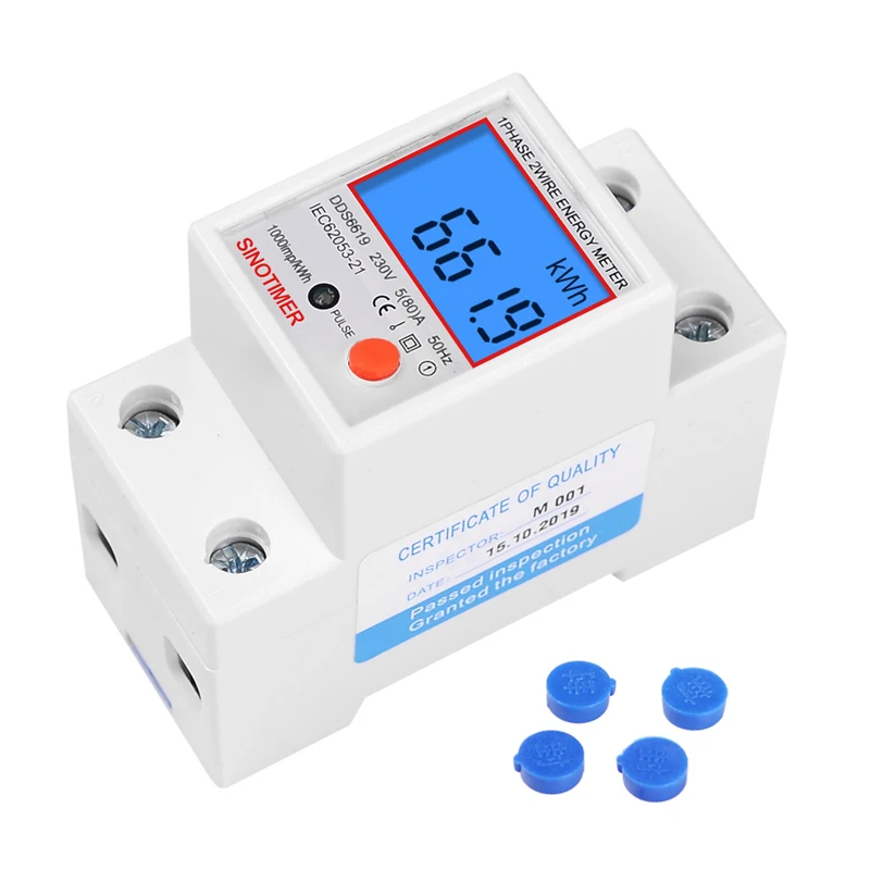 Single Phase Power kWh Electricity Energy Sub Meter 20 A DIN Mount LCD 80 