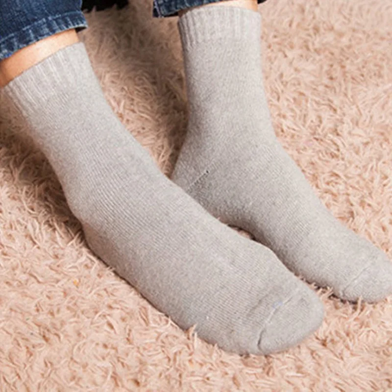 Зимние модные толстые термо-носки, Нежные мужские термоноски, Роскошные шерстяные мужские носки, брендовые хлопковые теплые носки большого размера