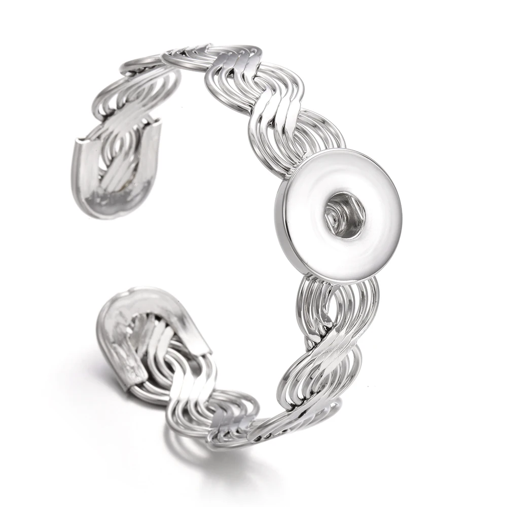 

New Silver Snap Bracelet Women Interchangeable Jewelry Fit Crystal 18mm Snap Button Jewelry Vintage Ginger Charms Bracelets