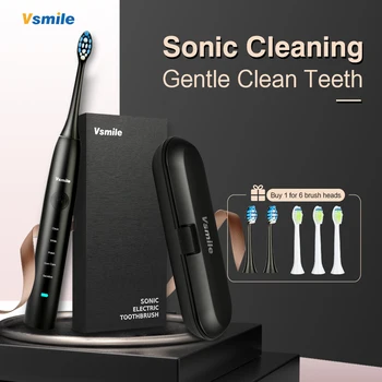 

Vsmile Sonic Electric Toothbrush with stylish gift box 2 kinds of 6 brush heads 2200mAh Battery 80 Days on One Charge