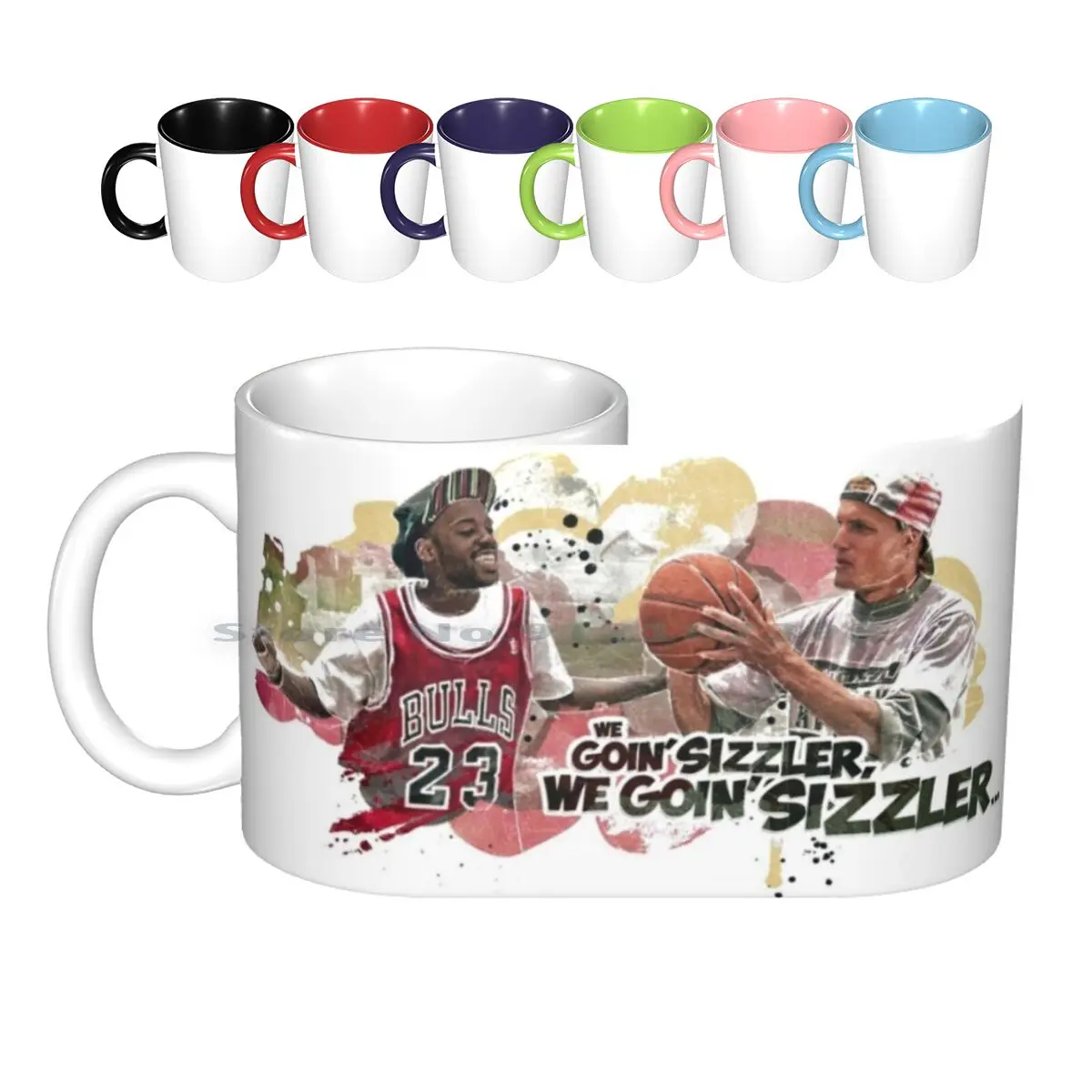 Sizzler Tazze In Ceramica Tazze Da Caffè Tazza Da Tè Al Latte Bianco Uomo Cat Jump White Men Cant Jump Sizzler Woody We Goin Pallone Da Basket Film