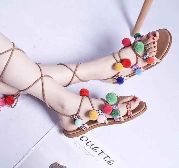 

2019 New Style Grape Granule Candy-Colored Women's Hollow out Trend Versatile Beach Flat WOMEN'S Sandals