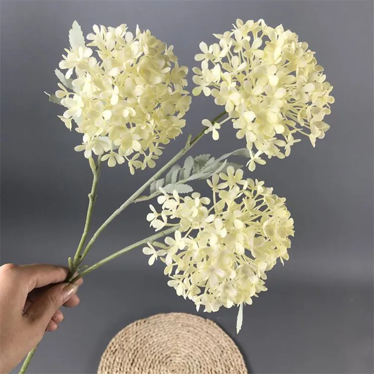 10Pcs Fake Retro Hydrangea(3 heads/piece) 24.41" Length Simulation Dandelion for Wedding Home Decorative Artificial Flowers