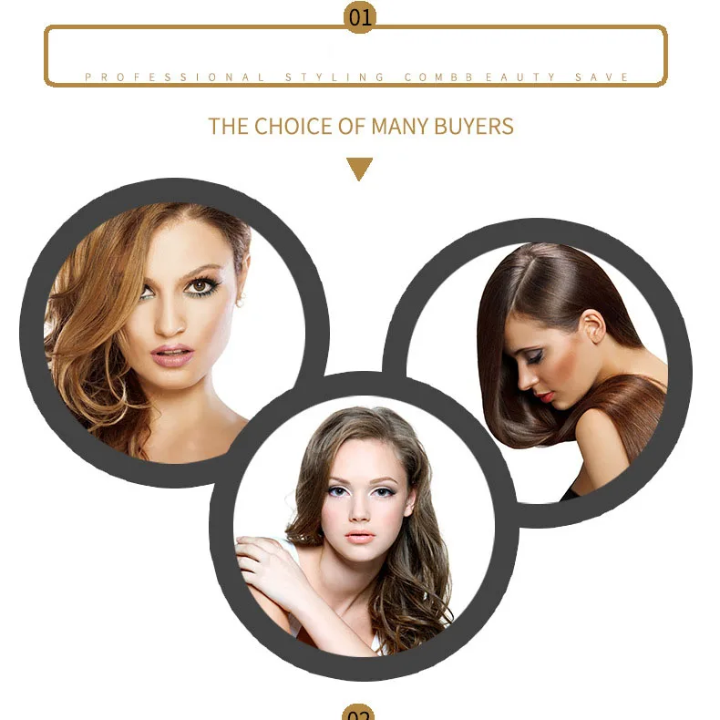 Hair Brush Bristle Comb Brush Heat Conduction Air Aluminum Tube Ceramic Roller Styling Hair Comb Tool 4 Pcs