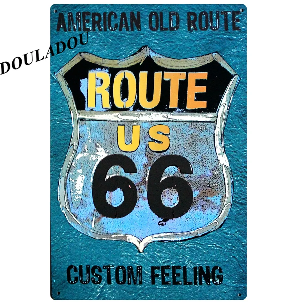 [Douladou] US Route 66 мотоцикл ретро постер винтажный металлический оловянный знак Арт плакат тарелка Бар Паб Гараж Декор комнаты 30*20 см