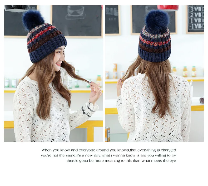 Корейский стиль модные зимние шляпы вязаные шапки mujer invierno бини женские зимние шапки для женщин с помпонами теплые шапки gorro