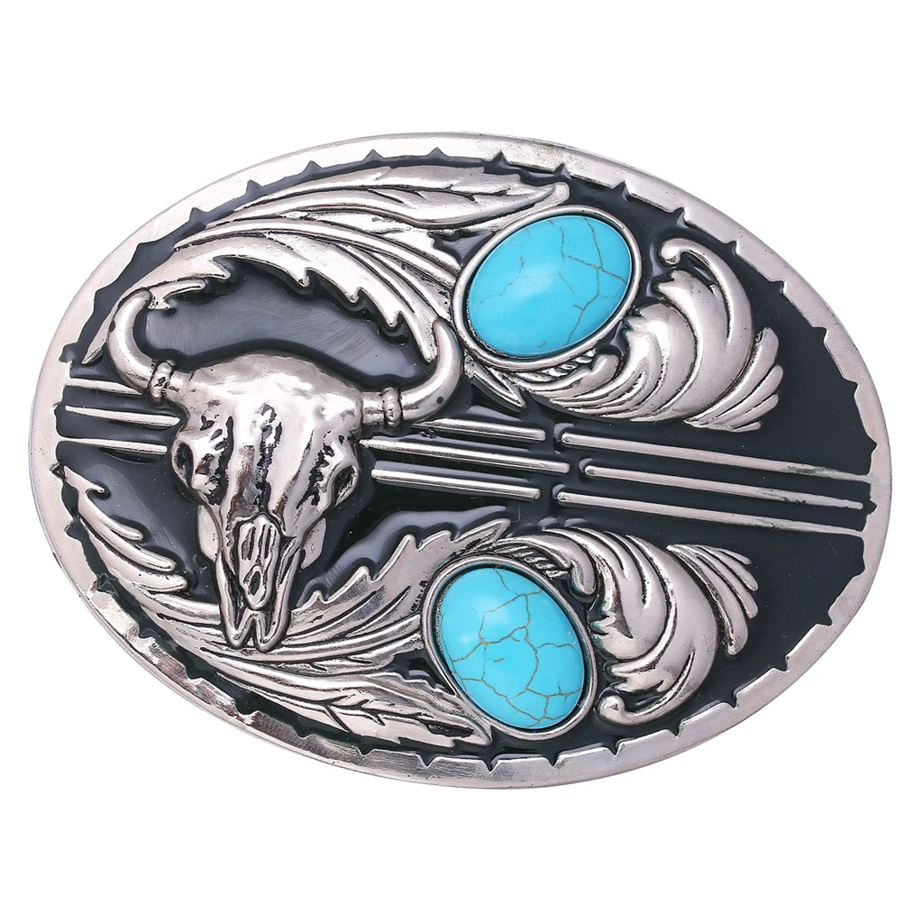 Retro Gem Belt Buckle Indian Tribal Bull Head Rodeo Cowboy Belt Clamp Parts