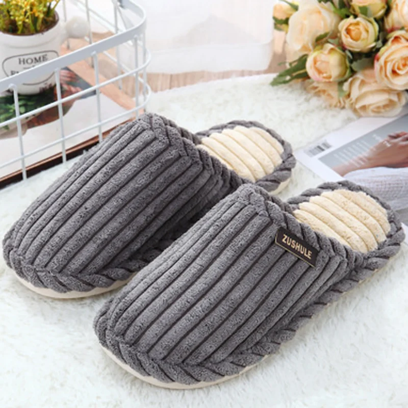 

Home slippers for men corduroy cheaper designer short plush winter slippers men warm comfortable non-slip male slippers