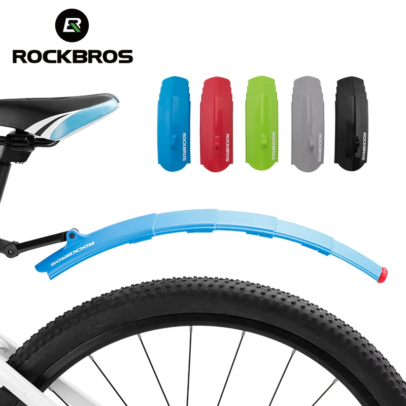 ROCKBROS Telescopic Bike Bicycle Fenders Folding MTB Front Rear Mudguards  Quick Release Mud Fender With Taillight Cycling Parts