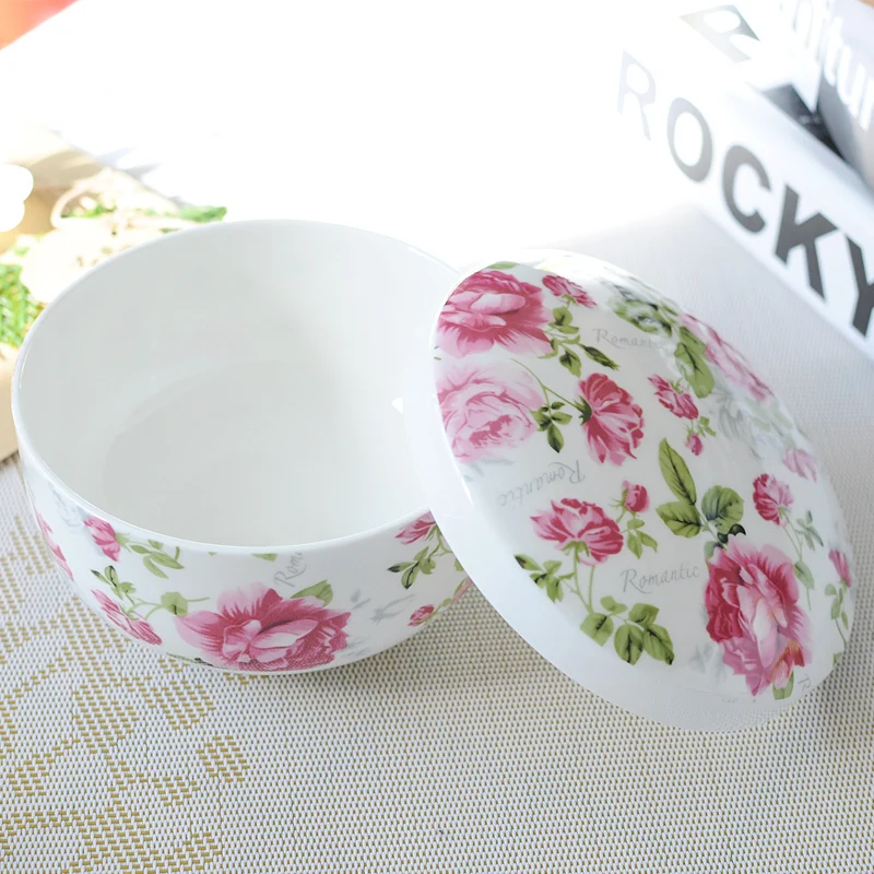 

Microwave oven is suitable for Korean bone china bowl fresh keeping bowl with cover rice bowl ceramic Mini steamed bowl steamed