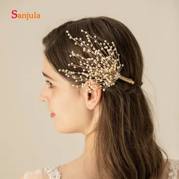 

Gold Hair Clips Bling Bling Beaded Bridal Hair Jewelry Small Cute Wedding Hair Decorations 2020 Fashionable Headwear O550