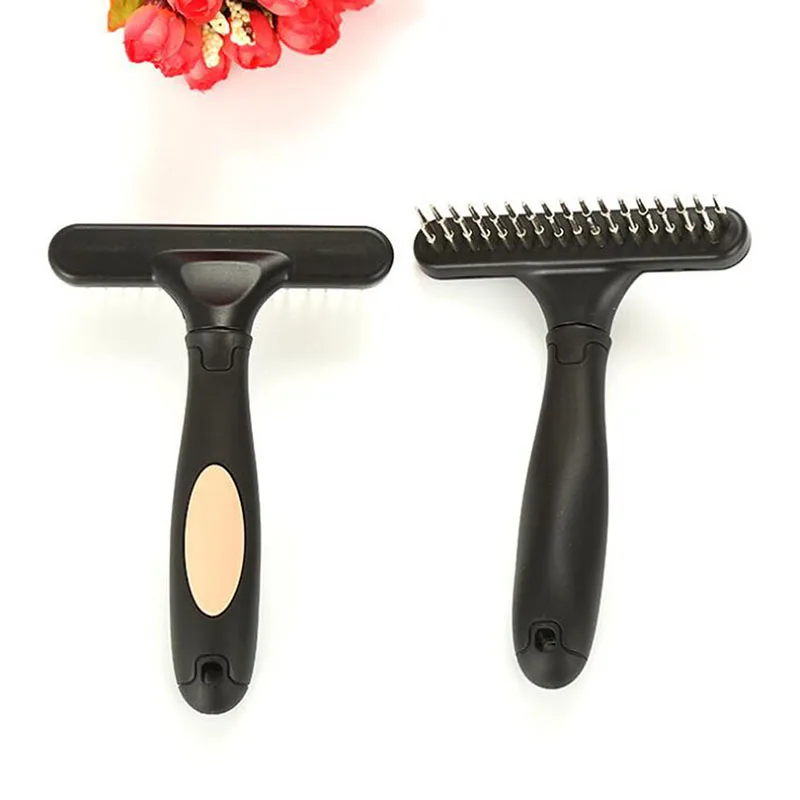 

Double Row Pins Professional Horses Undercoat Rake Cats Loosen Wet Dry Use Grooming Pet Supplies Dog Comb Rabbits Brushing