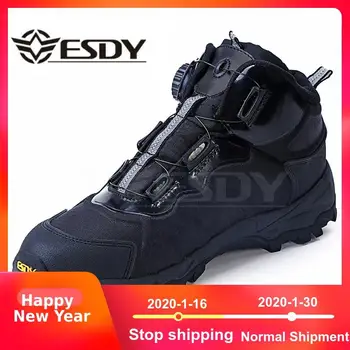 

Men Tactical Military Boots Winter Leather Lace Up Combat Army Ankle Boots Mens Flat Safety Work Shoes