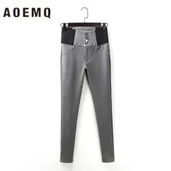 AOEMQ модные хлопковые мягкие брюки на плоской подошве, 2 цвета, повседневная спортивная одежда класса PE, узкие брюки, брюки, Эластичные