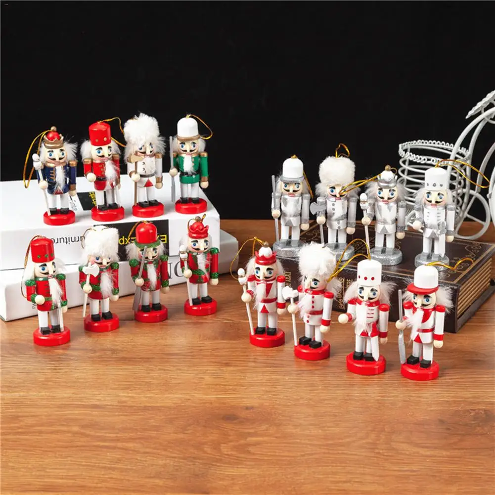 

4PCS Nutcracker Puppet King Soldier Small Pendant Color Series Doll New Year Gift Christmas Tree Decor Hanging Ornament 10CM