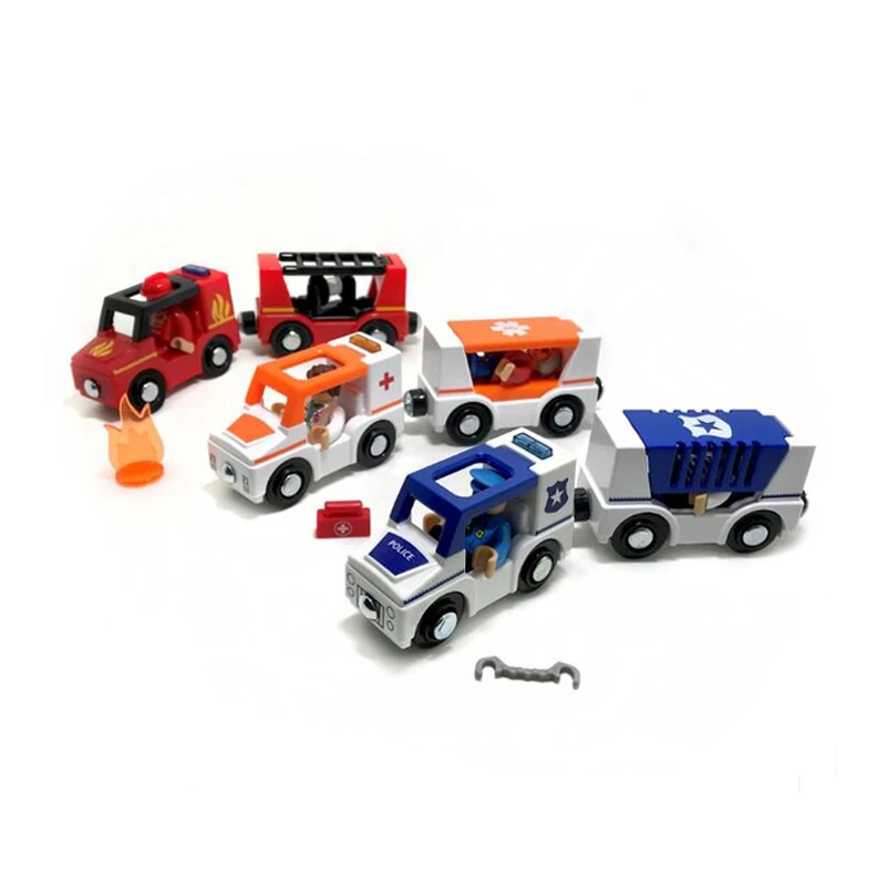 

X137 звук светильник магнитного поезда, машины скорой помощи, пожарная машина, совместим с деревянной дорожкой для детей