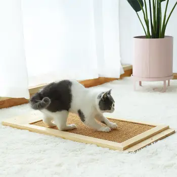 

Cat Scratching Board 58x28cm Wood Wall Mounted Solid Sisal Scraper Pad With Mounting Screws Furniture Sofa Claw Protector Carpet