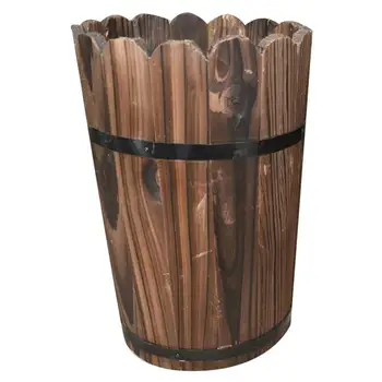 

1PC Retro Wooden Flower Bucket Creative Flower Arrangement Kettle Gardening Flower Vase Flower Arrangement Barrels For Store