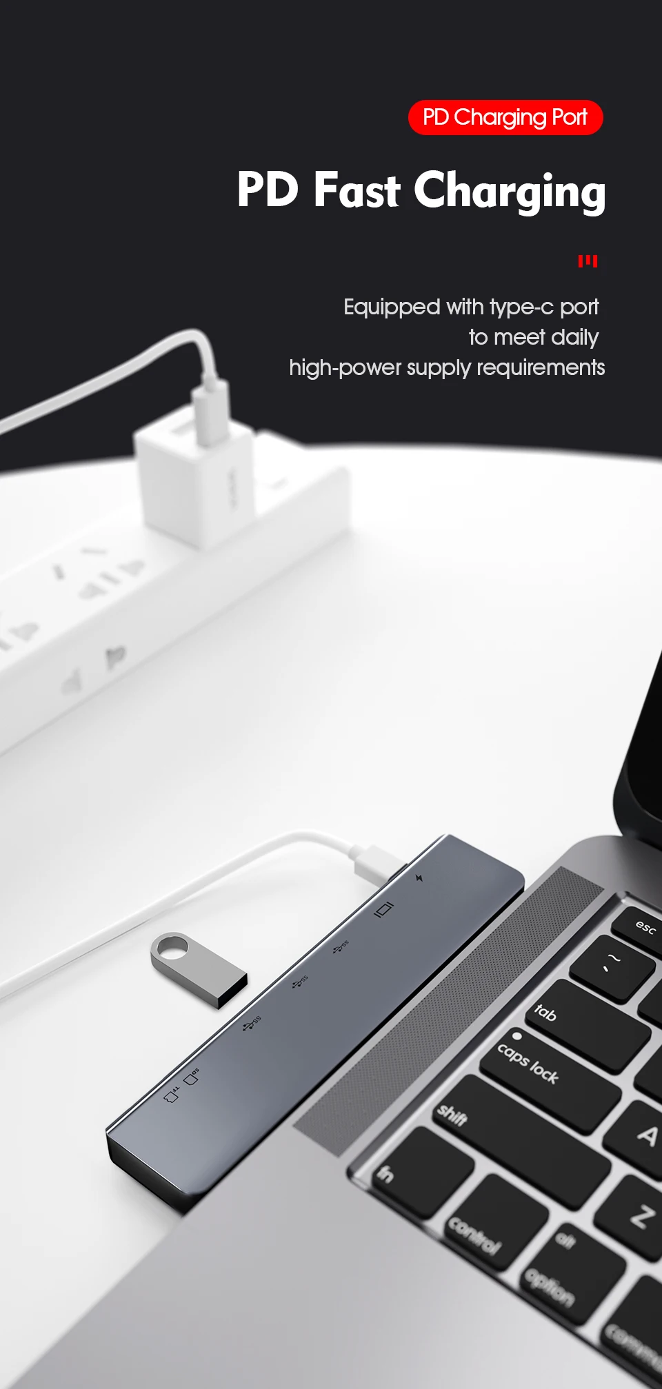 LINGCHEN USB 3,0 type-C концентратор для PD Быстрая зарядка USB 3,0 портов type-C SD и TF карта Solt HDMI адаптер 4K для MacBook Pro Xiaomi Air