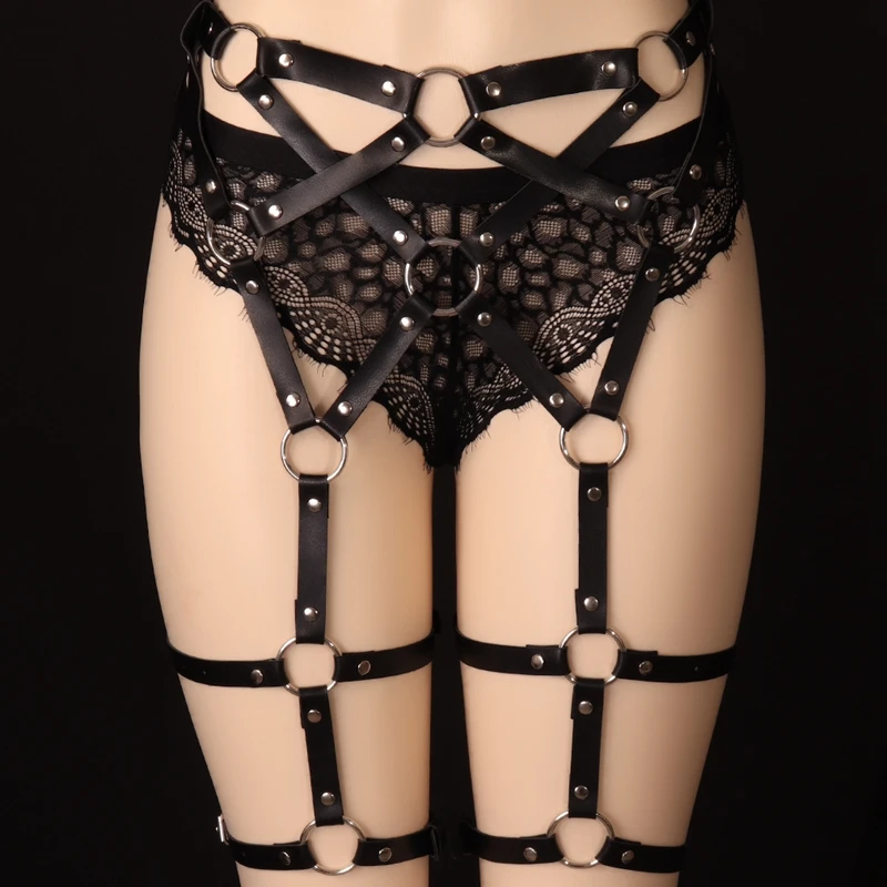 

Fashion Women Girl Gorgeous Punk Gothic Leather Leg Ring Garter Stockings Belt Suspender Thigh Bondage Harness Sexy Lingerie