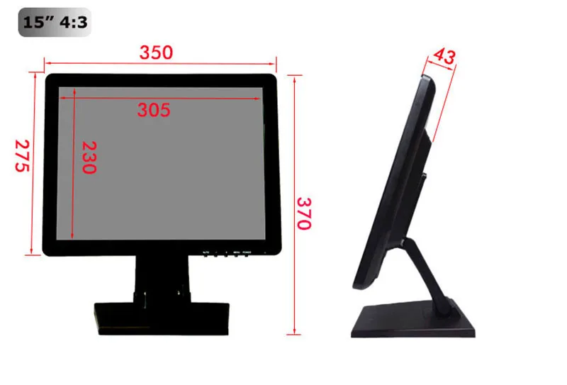 H15 pos монитор 15 дюймов 1024*768 настольный ЖК-монитор с AV/BNC/VGA/HDMI/USB интерфейсом