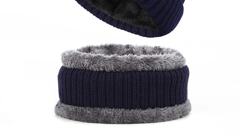 2019 высокое качество зимнее теплое кольцо для шляпы шарф комплект из 2 предметов плюс бархатная Толстая вязаная шапочка для женщин и мужчин