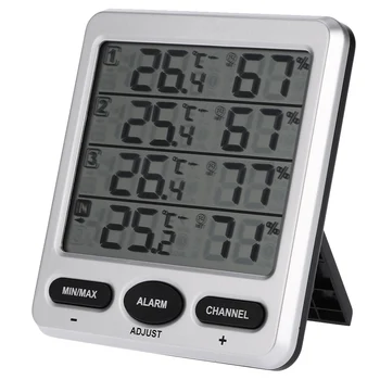 

LCD Digital 433MHz Wireless 8-Channel Indoor/Outdoor Thermo-hygrometer with Three Remote Sensors Thermometer Hygrometer