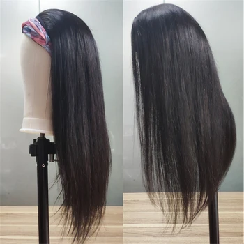 

Cheap Straight Headband Wig Human Hair Wigs For Black Women Brazilian Headband Wigs Natural Color Scarf Wig Affordable